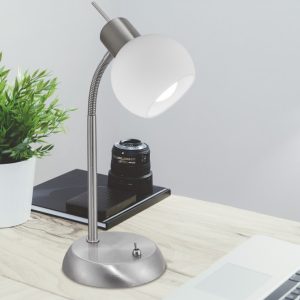 Lámpara de Sobremesa OPAL níquel satinado/cristal.