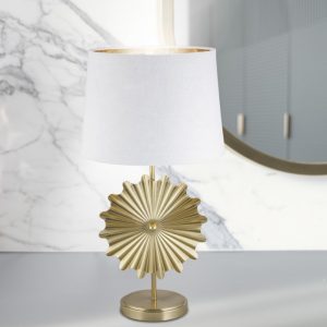 Lámpara de Mesa ORIS oro.Pantalla blanca/oro.