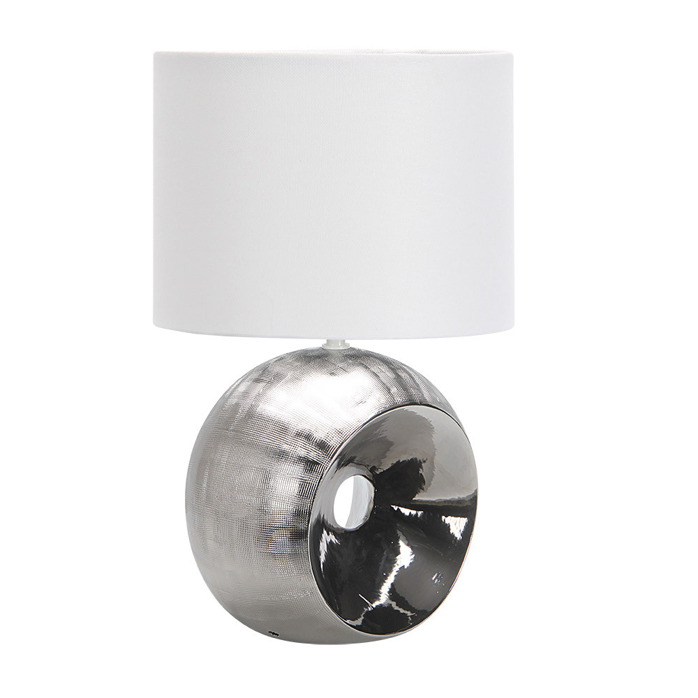 Lámpara de Mesa EA cromo brillo.Pantalla blanca.