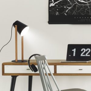 Flexo CHESTER negro/madera.