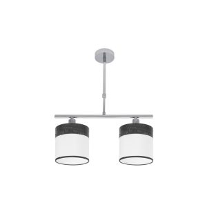 Lámpara Regleta CLOE 2 cromo brillo.Pantalla blanca/madera negra.