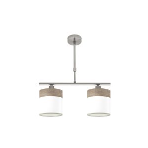 Lámpara Regleta CLOE 2 níquel.Pantalla blanca/madera gris.