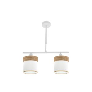 Lámpara Regleta CLOE 2 blanco.Pantalla blanca/madera clara.