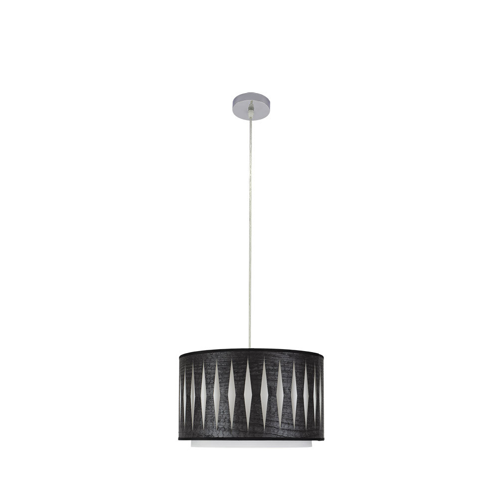 Lámpara Colgante ALEXANDRA cromo brillo/madera negra.