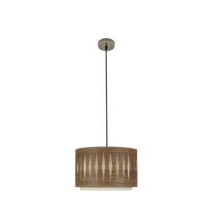 Lámpara Colgante ALEXANDRA cuero/madera oscura.