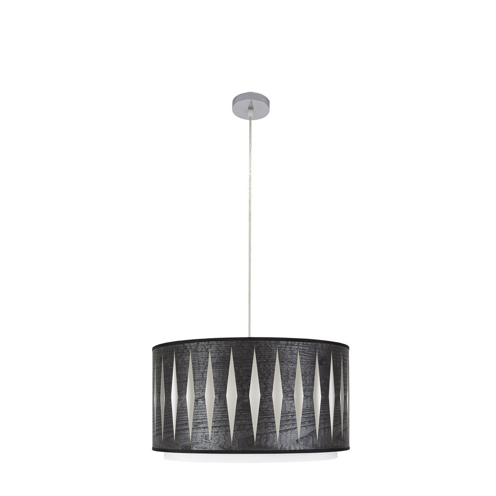 Lámpara Colgante ALEXANDRA 40 cromo brillo/madera negra.
