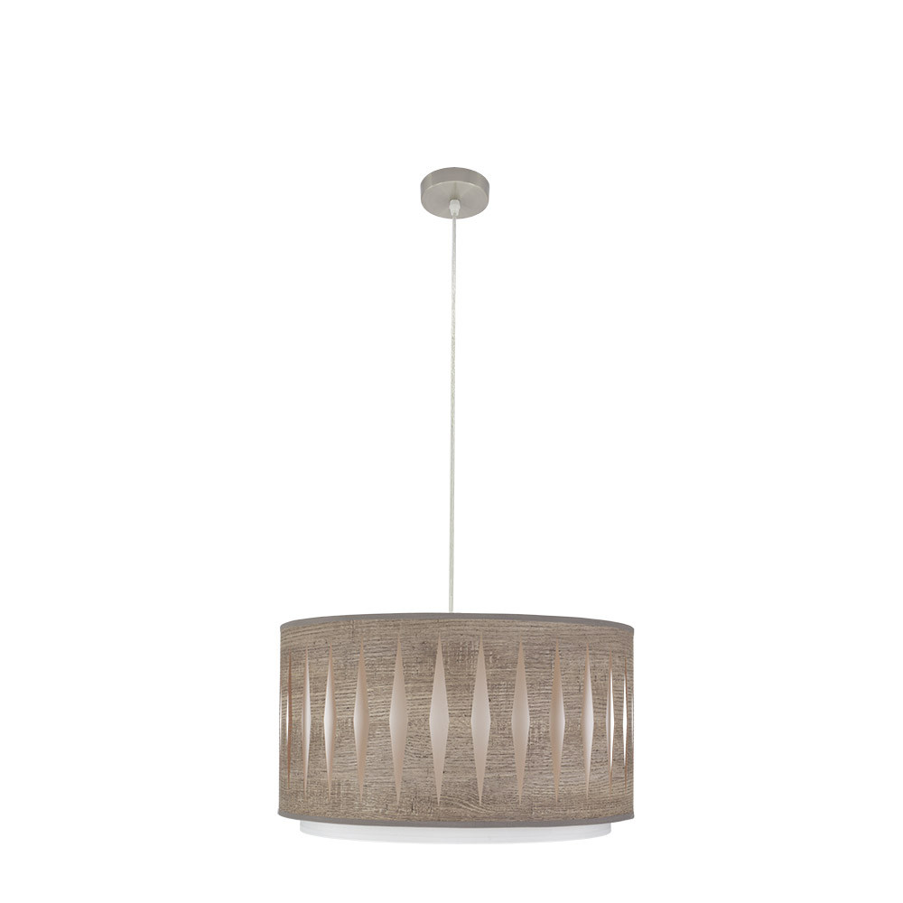 Lámpara Colgante ALEXANDRA 40 níquel/madera gris.