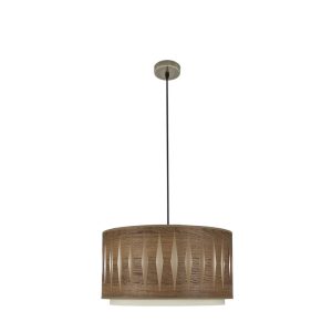 Lámpara Colgante ALEXANDRA 40 cuero/madera oscura.