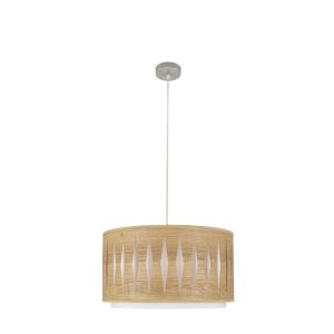 Lámpara Colgante ALEXANDRA 40 níquel/madera clara.