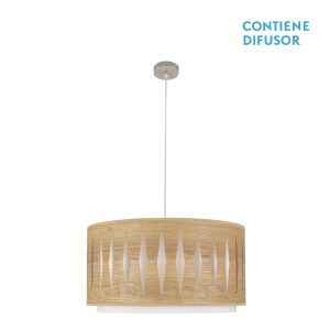 Lámpara Colgante ALEXANDRA 50 níquel/madera clara.
