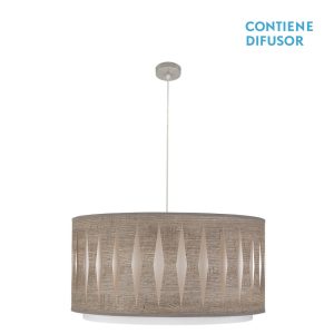 Lámpara Colgante ALEXANDRA 60 níquel/madera gris.