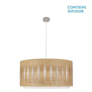 Lámpara Colgante ALEXANDRA 60 níquel/madera clara.