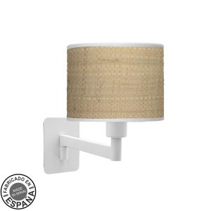 Aplique de pared MODA blanco.Pantalla rafia clara.
