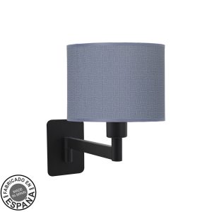 Aplique de pared MODA negro.Pantalla azul.