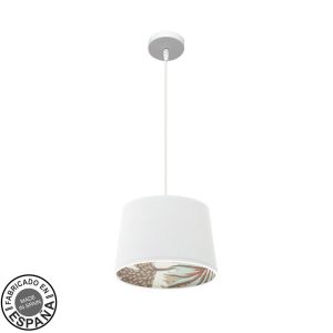 Lámpara Colgante TUNEZ blanco.Pantalla blanca/estampada.