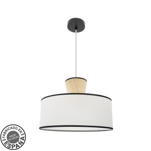 Lámpara Colgante CAMBOYA 50 negro/blanco-rafia.