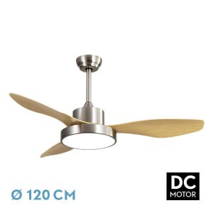 Ventilador HAYATE níquel.Motor DC.Diámetro: 120 cms.