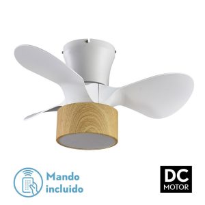 Ventilador KOS blanco/haya.Motor DC.Diámetro: 60 cms.