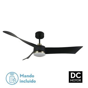 Ventilador TEMPEL negro/cuero.Motor DC.Diámetro: 132 cms.