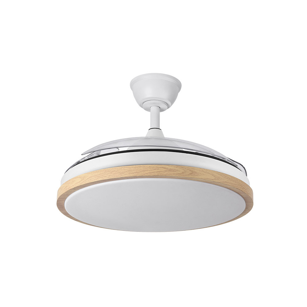 Ventilador EVROS blanco/haya.Motor DC.Diámetro: 50-107 cms. - Imagen 2
