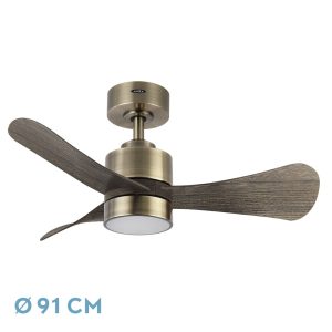 Ventilador ZEPELIN cuero/roble.Motor DC.Diámetro: 91 cms.