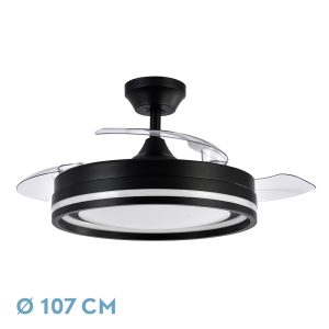 Ventilador CERRATO negro.Motor DC.Diámetro: 49-107 cms.