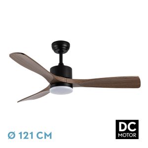 Ventilador AZABACHE negro/roble.Motor DC.Diámetro: 121 cms.