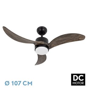 Ventilador BEMBEZAR negro/roble.Motor DC.Diámetro: 107 cms.