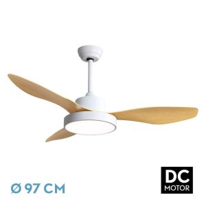 Ventilador HAYATE MINI blanco/haya.Motor DC.Diámetro: 97 cms.