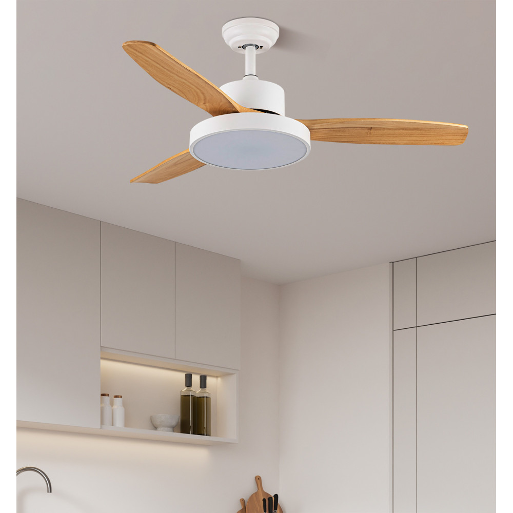 Ventilador KAVALA blanco/haya.Motor DC.Diámetro: 112 cms. - Imagen 2