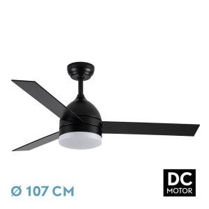 Ventilador LEGIO negro/roble.Motor DC.Diámetro: 107 cms.
