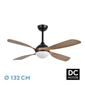 Ventilador LIVORNO negro/roble.Motor DC.Diámetro: 132 cms.