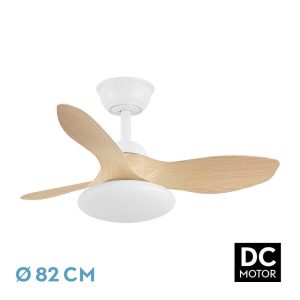Ventilador PARAMO blanco/haya.Motor DC.Diámetro: 82 cms.