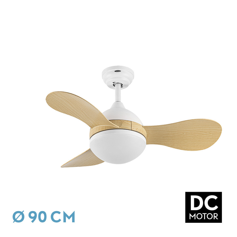 Ventilador SOLIDO blanco/haya.Motor DC.Diámetro: 91 cms.
