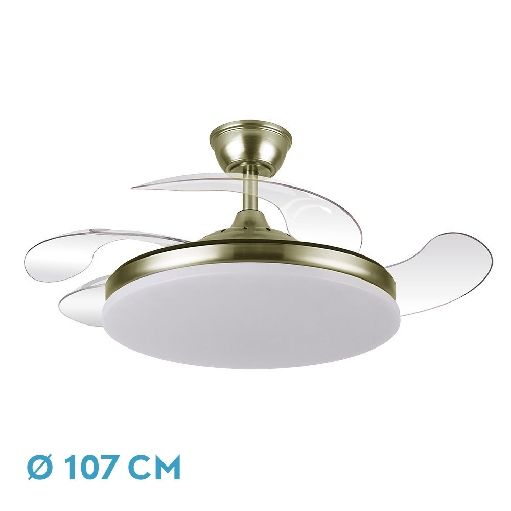 Ventilador TRIDENTE cuero.Motor DC.Diámetro: 50-107 cms.