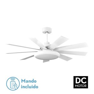Ventilador PIREO blanco/haya.Motor DC.Diámetro: 132 cms.