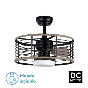 Ventilador PELLA negro/madera.Motor DC.Diámetro: 50 cms.