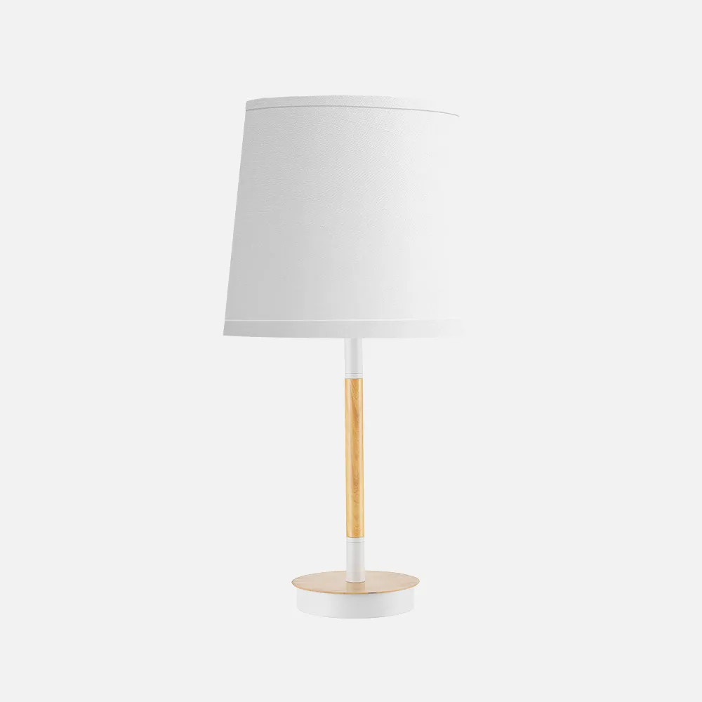 Lámpara de Sobremesa ALONDRA blanco/haya.Pantalla blanca.