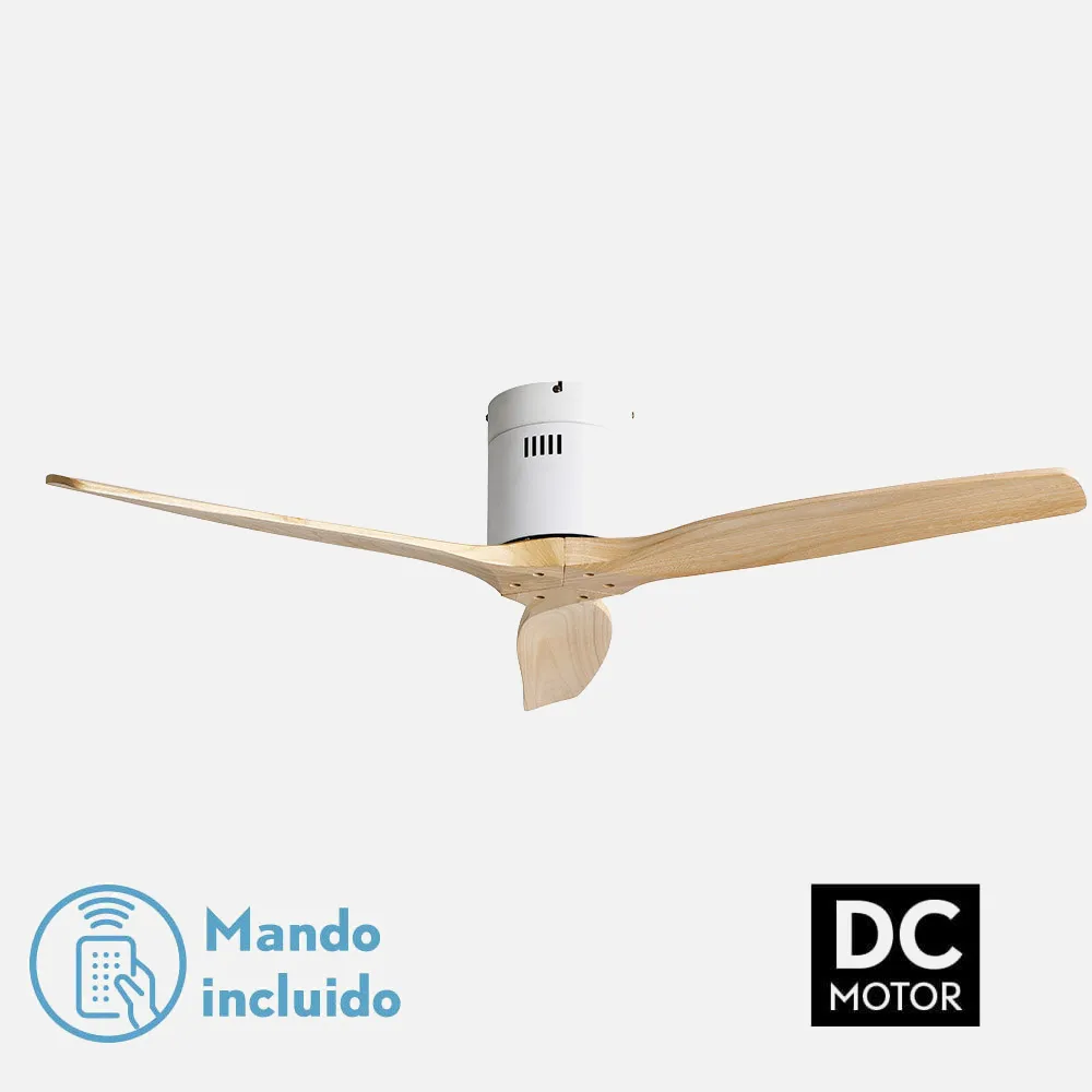 Ventilador AGUILON blanco/haya.Motor DC.Diámetro:132 cms.